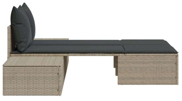 VidaXL Dupla Napozóágy - Polyrattan - 162cm