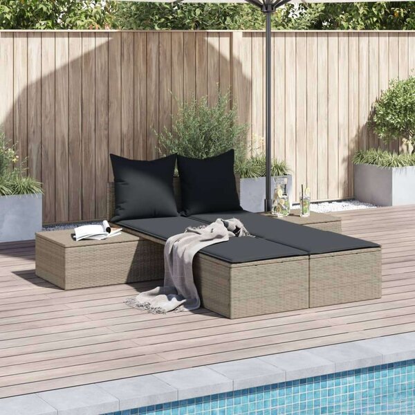 VidaXL Dupla Napozóágy - Polyrattan - 162cm