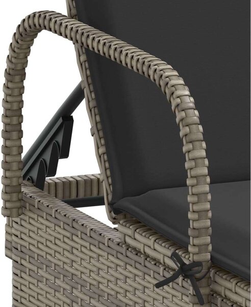VidaXL Napozóágy - Polyrattan - Szürke - 200cm