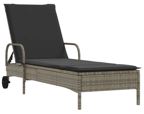 VidaXL Napozóágy - Polyrattan - Szürke - 200cm