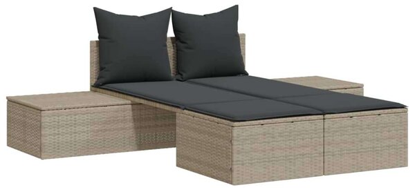 VidaXL Dupla Napozóágy - Polyrattan - 162cm