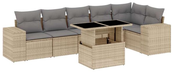 VidaXL Polyrattan Kerti Ülőgarnitúra - 7 részes, Bézs