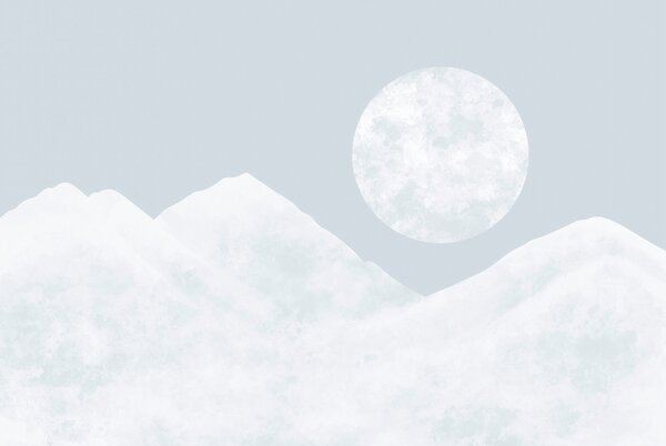 Fotótapéta Hold a havas hegy felett, Akvarell fotótapéta, Népszerű fotótapéta, t00650v1 - Tapeko.hu