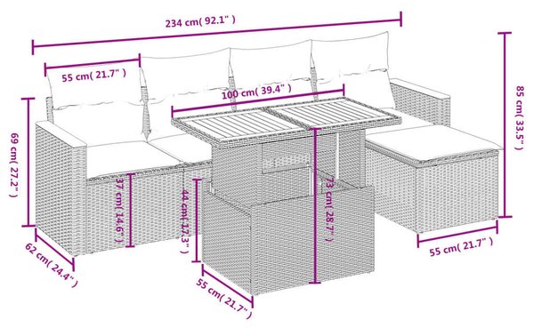 VidaXL Polyrattan Kerti Ülőgarnitúra - 6 részes - Bézs