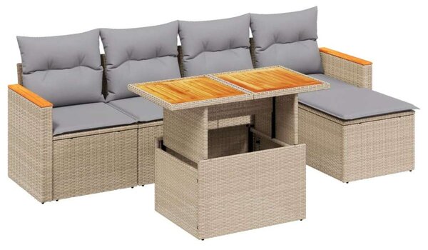 VidaXL Polyrattan Kerti Ülőgarnitúra - 6 részes - Bézs