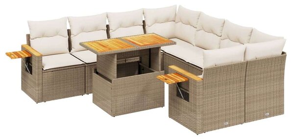 VidaXL Polyrattan Kerti Ülőgarnitúra - 9 részes - Bézs