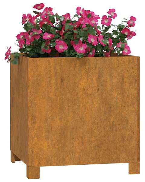 2 db rozsda színű corten acél növénytartó lábbal 40x40x40 cm