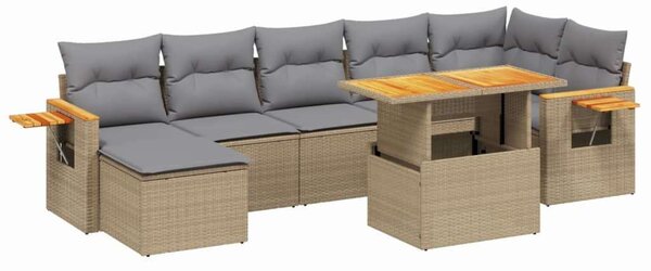 VidaXL Polyrattan Kerti Ülőgarnitúra - 8 részes - Bézs