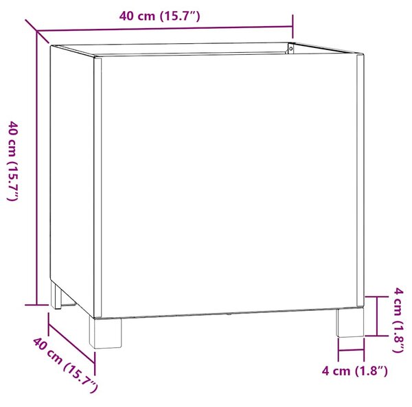 2 db rozsda színű corten acél növénytartó lábbal 40x40x40 cm