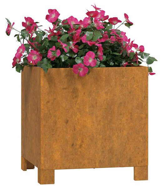 Rozsda színű corten acél növénytartó lábbal 30 x 30 x 30 cm