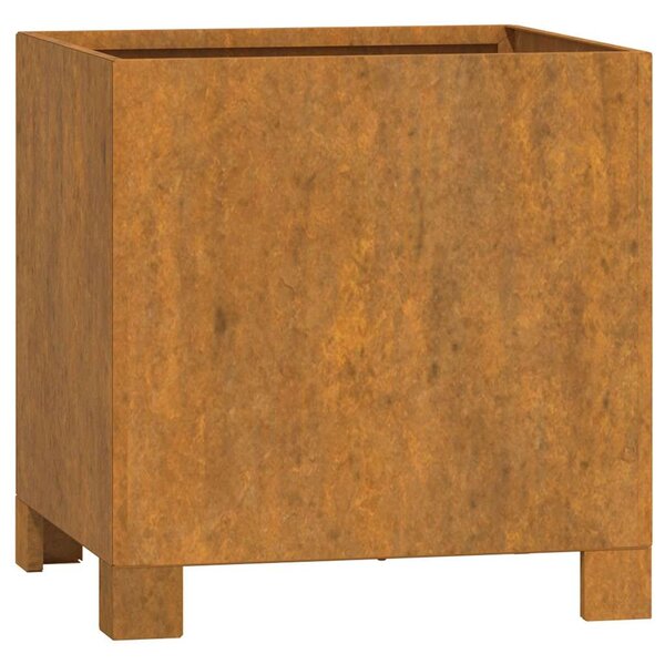 Rozsda színű corten acél növénytartó lábbal 30 x 30 x 30 cm