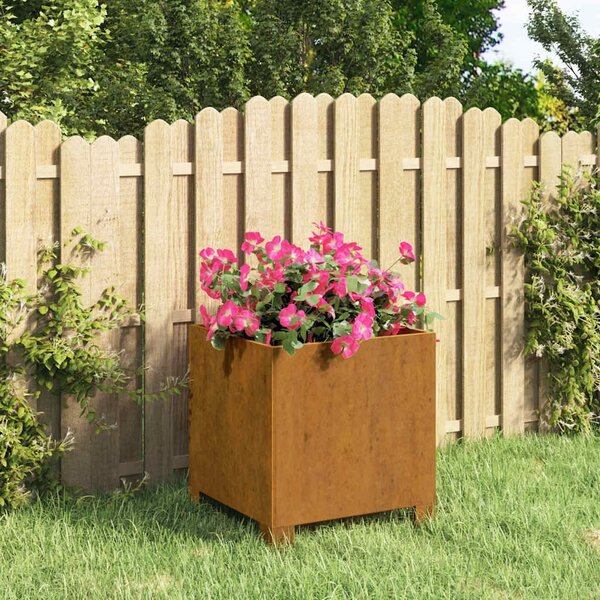 Rozsda színű corten acél növénytartó lábbal 30 x 30 x 30 cm
