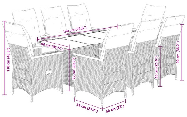 VidaXL Polyrattan Kerti Bútor - 8 Személyes Bisztró