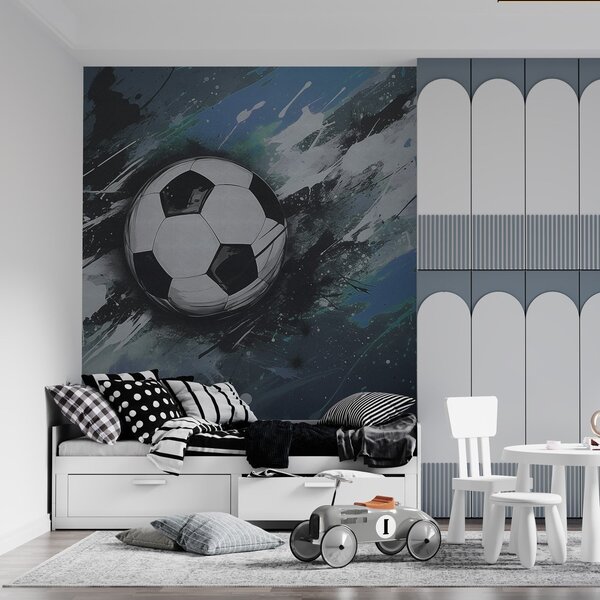 Fotótapéta Focilabda elmosódott graffitivel a háttérben, Fotótapéta tini szoba, Fotótapéta tini szoba futball, w04467v1 : Uwalls.hu