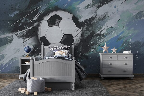 Fotótapéta Focilabda elmosódott graffitivel a háttérben, Fotótapéta tini szoba, Fotótapéta tini szoba futball, w04467v1 : Uwalls.hu