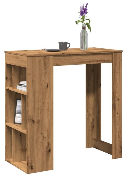Kézműves tölgy szerelt fa bárasztal tárolókkal 102x50x103,5 cm