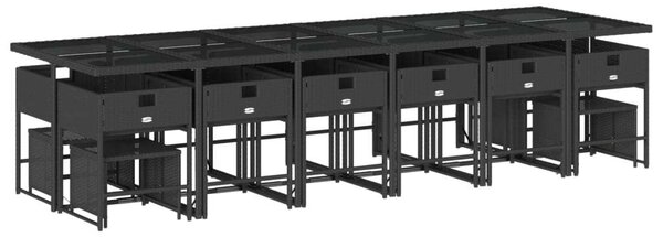 VidaXL Polyrattan Kerti Étkezőgarnitúra - 17 részes - Fekete