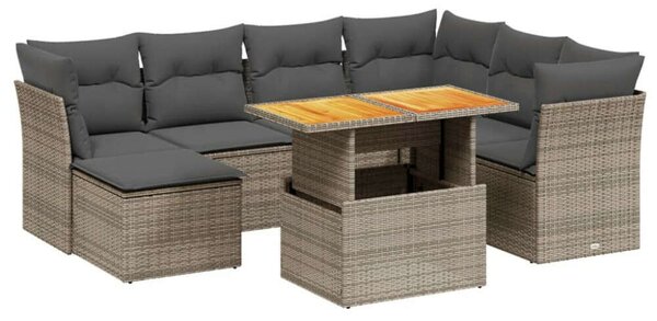 Polyrattan Kerti Ülőgarnitúra - 8 részes - Szürke