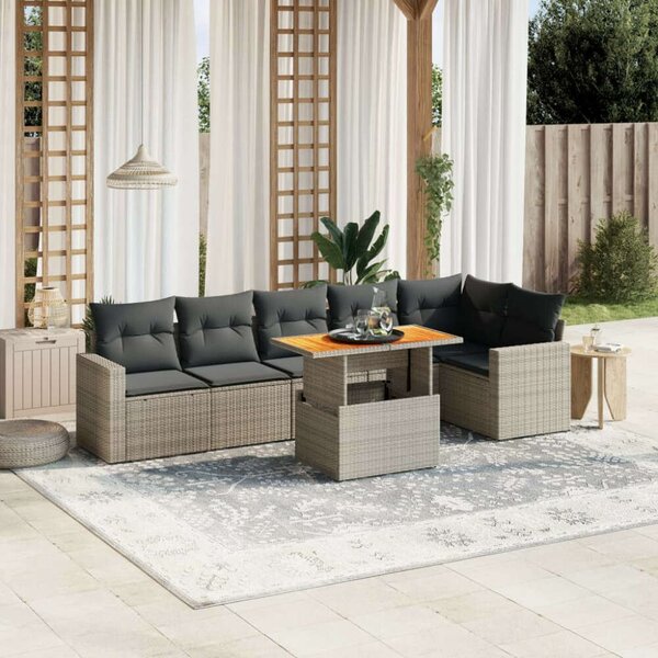 VidaXL Polyrattan Kerti Ülőgarnitúra - 7 részes - Szürke