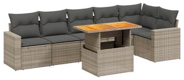 VidaXL Polyrattan Kerti Ülőgarnitúra - 7 részes - Szürke