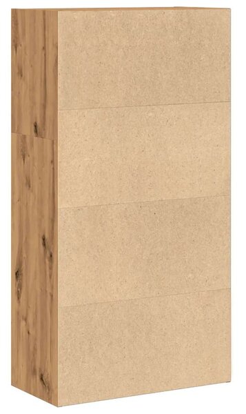 Kézműves tölgy színű szerelt fa könyvespolc 60 x 30 x 114 cm