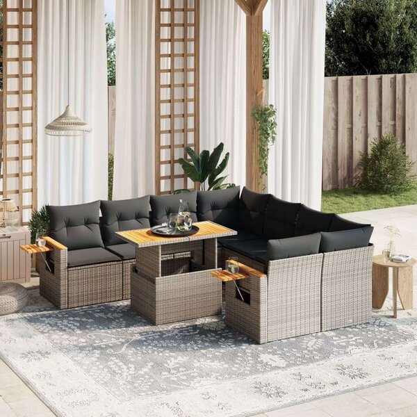 VidaXL Polyrattan Kerti Ülőgarnitúra - 8 részes - Szürke