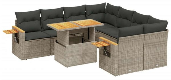 VidaXL Polyrattan Kerti Ülőgarnitúra - 8 részes - Szürke