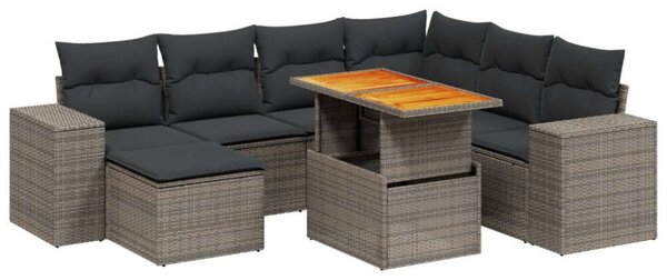 VidaXL Polyrattan Kerti Ülőgarnitúra - 8 részes - Szürke