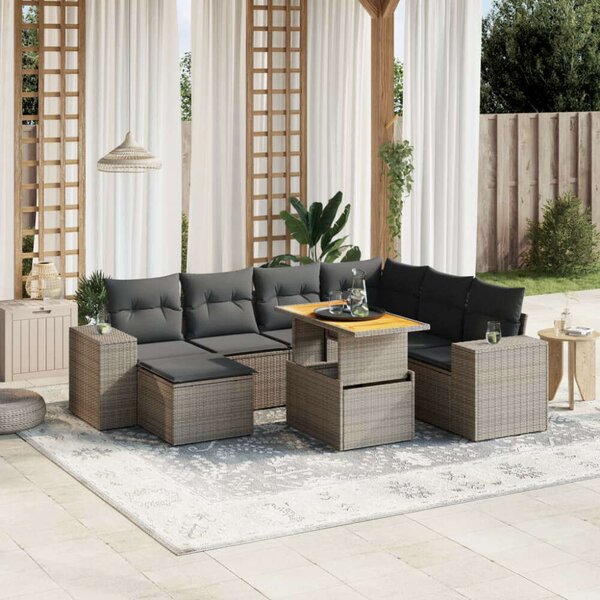 VidaXL Polyrattan Kerti Ülőgarnitúra - 8 részes - Szürke
