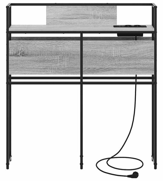Tároló fejtámla polcokkal tárolóval Szürke sonoma 75 cm Faanyag