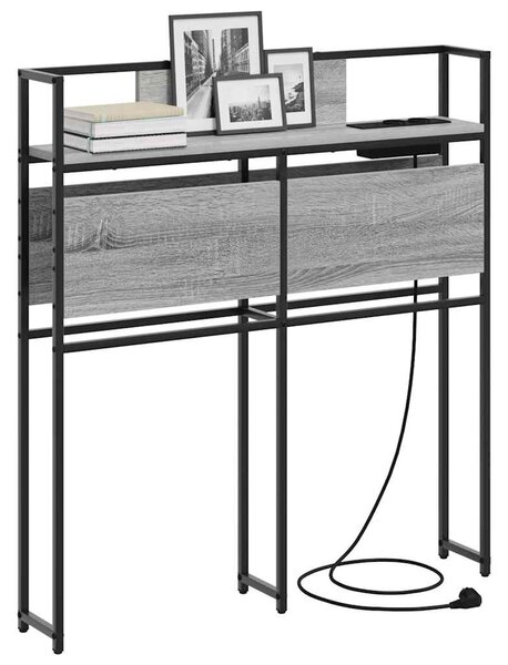 Tároló fejtámla polcokkal tárolóval Szürke sonoma 75 cm Faanyag
