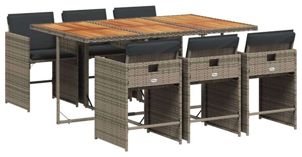 VidaXL Polyrattan Kerti Étkezőgarnitúra - 7 részes - Szürke