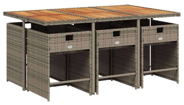VidaXL Polyrattan Kerti Étkezőgarnitúra - 7 részes - Szürke