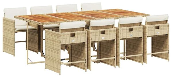 VidaXL Polyrattan Kerti Étkezőgarnitúra - 9 részes - Bézs