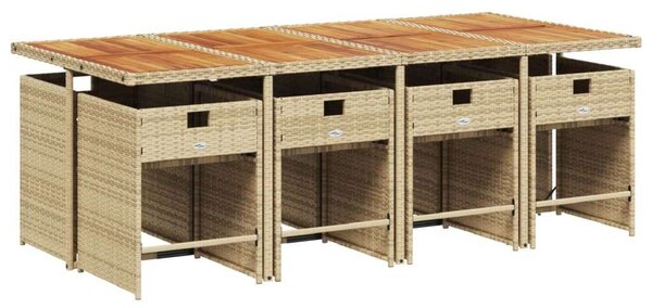 VidaXL Polyrattan Kerti Étkezőgarnitúra - 9 részes - Bézs