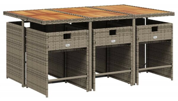 VidaXL Polyrattan Kerti Étkezőgarnitúra - 7 részes - Szürke