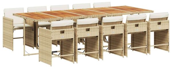 VidaXL 11 részes bézs polyrattan kerti étkezőgarnitúra párnákkal