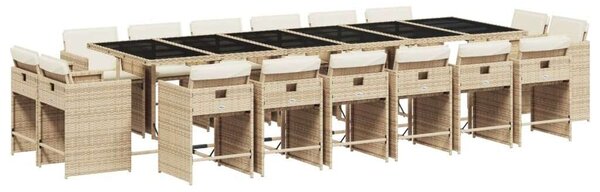 VidaXL Polyrattan Kerti Étkezőgarnitúra - 17 részes - Bézs