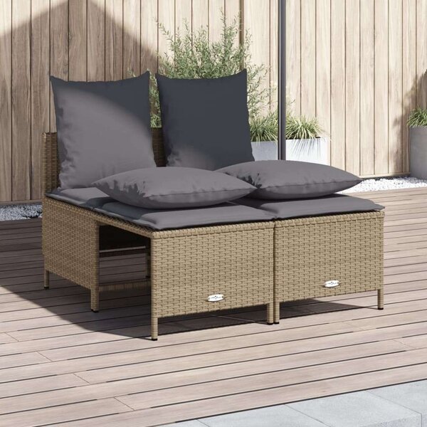 VidaXL 4 részes bézs polyrattan kerti ülőgarnitúra párnákkal