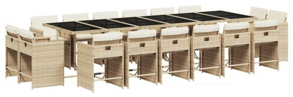 VidaXL Polyrattan Kerti Étkezőgarnitúra - 17 részes - Bézs