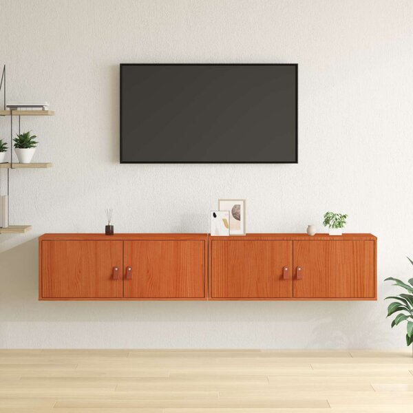 Fali Szekrény 2 pcs Faggyú barna 80 x 30 x 30 cm Tömör fenyőfa