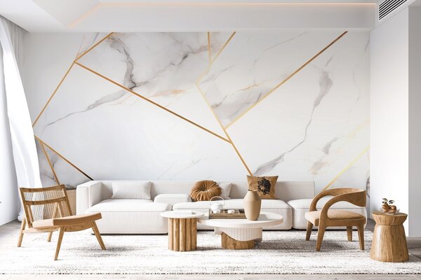 Fotótapéta Márványfelület utánzata sárga geometrikus mintával, Fotótapéta modern, w09363 : Uwalls.hu