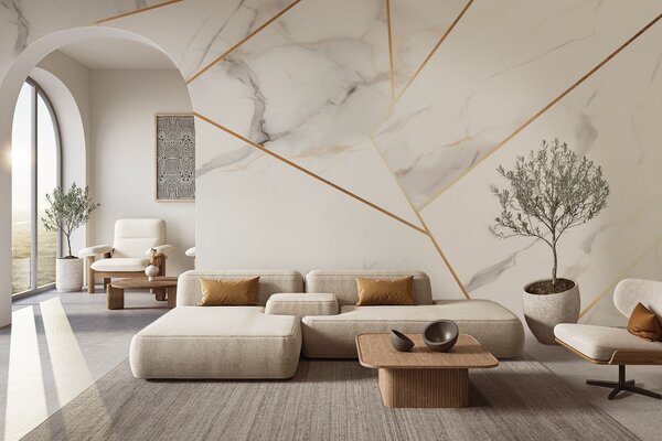 Fotótapéta Márványfelület utánzata sárga geometrikus mintával, Fotótapéta modern, w09363 : Uwalls.hu