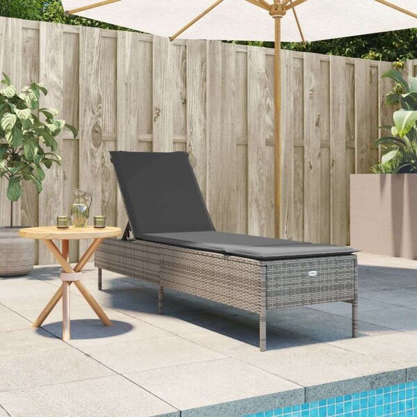 VidaXL Napozóágy - Szürke Polyrattan - 198cm
