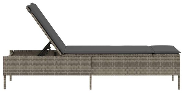 VidaXL Napozóágy - Szürke Polyrattan - 198cm
