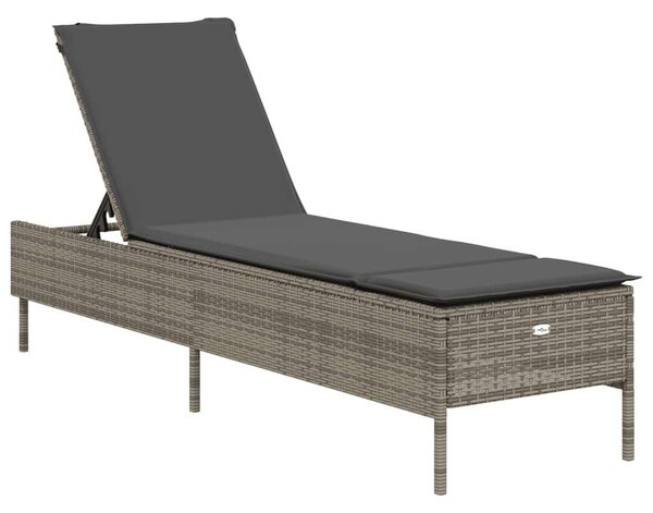 VidaXL Napozóágy - Szürke Polyrattan - 198cm