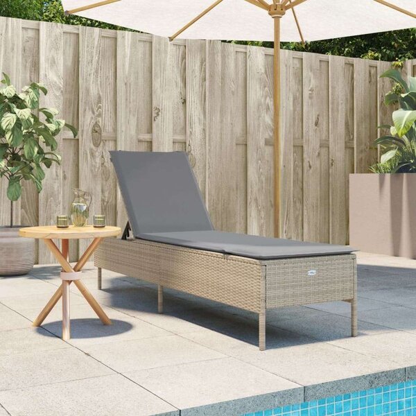 VidaXL Napozóágy - Polyrattan - Bézs - 198cm
