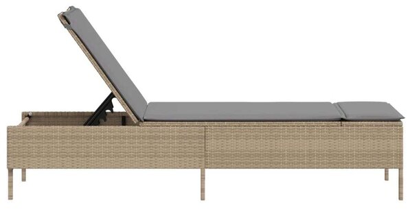 VidaXL Napozóágy - Polyrattan - Bézs - 198cm