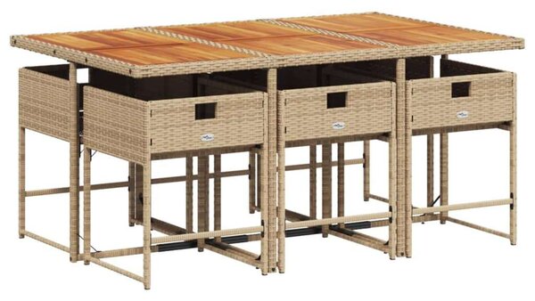 VidaXL Polyrattan Kerti Étkezőgarnitúra - 7 részes, Bézs