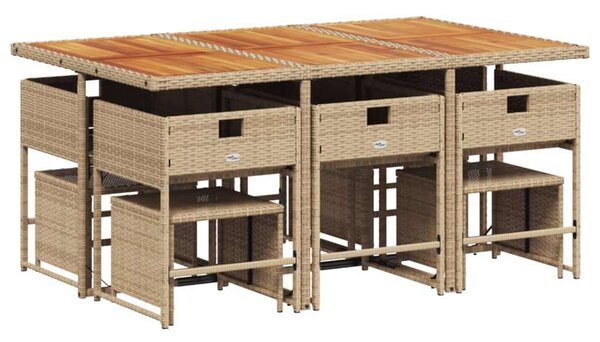 VidaXL Polyrattan Kerti Étkezőgarnitúra - 11 részes - Bézs